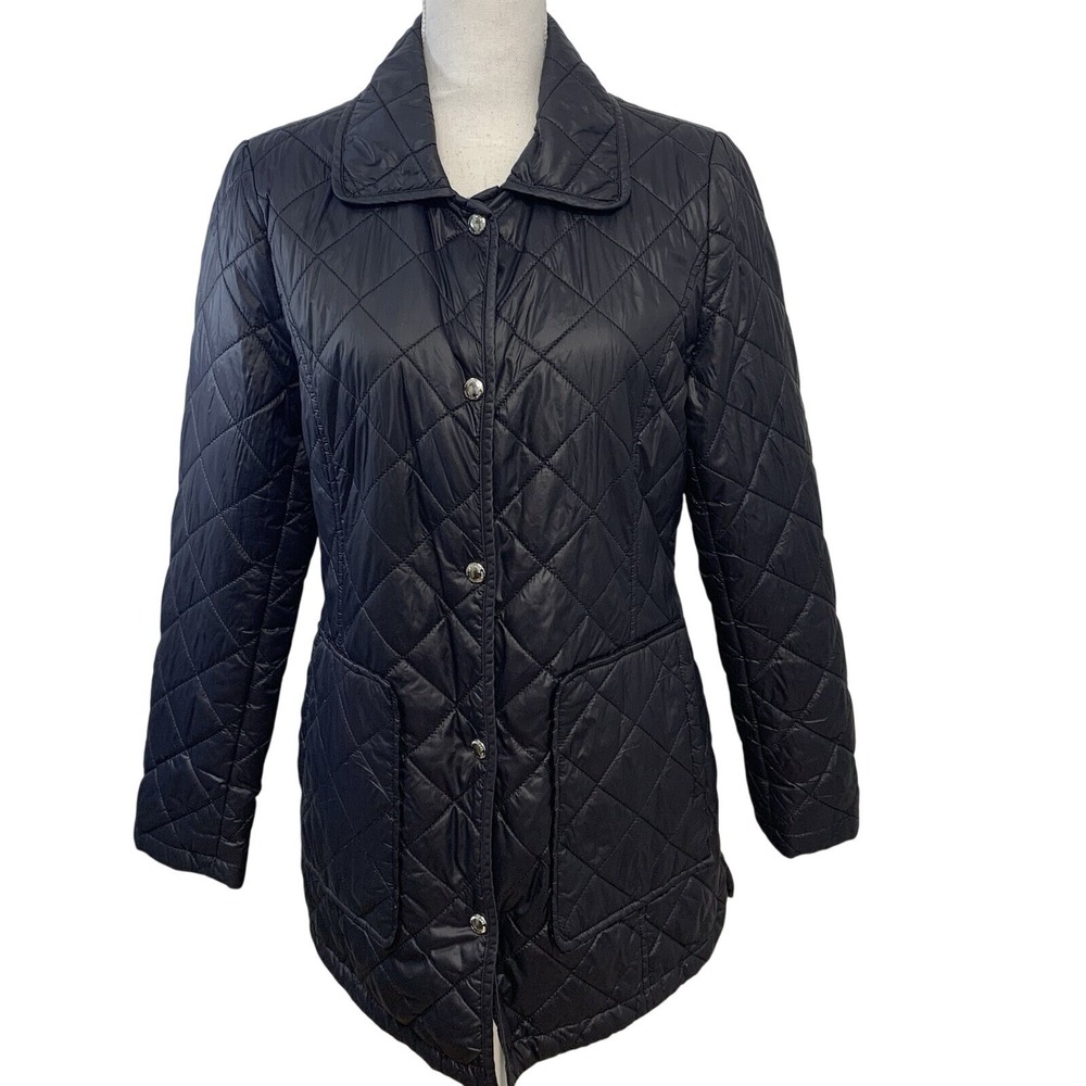 Sam Edleman  Light Nylon Jacket Woman Medium Black‎ Pockets Snap Up Lined Casual